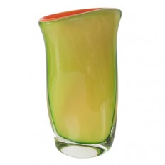 Green and orange asymmetrical Murano glass vase