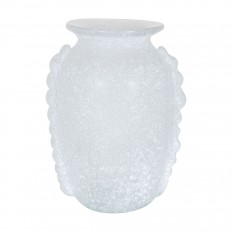 Frosted white urn form scavo glass vase
