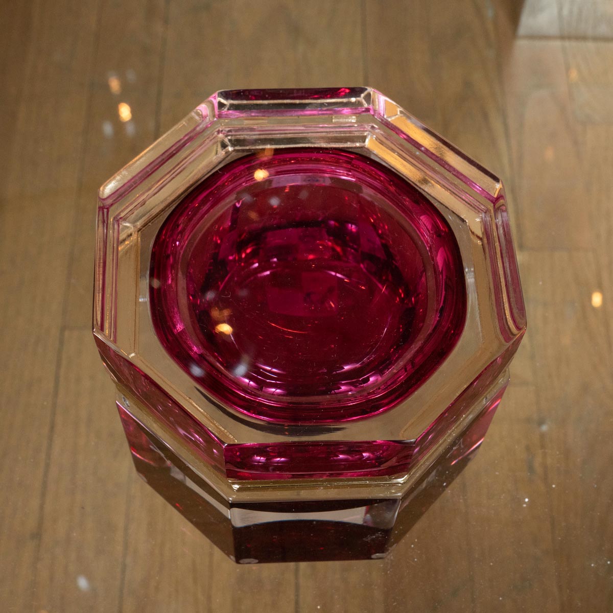 Pink murano glass octagonal box | Boxes | John Salibello