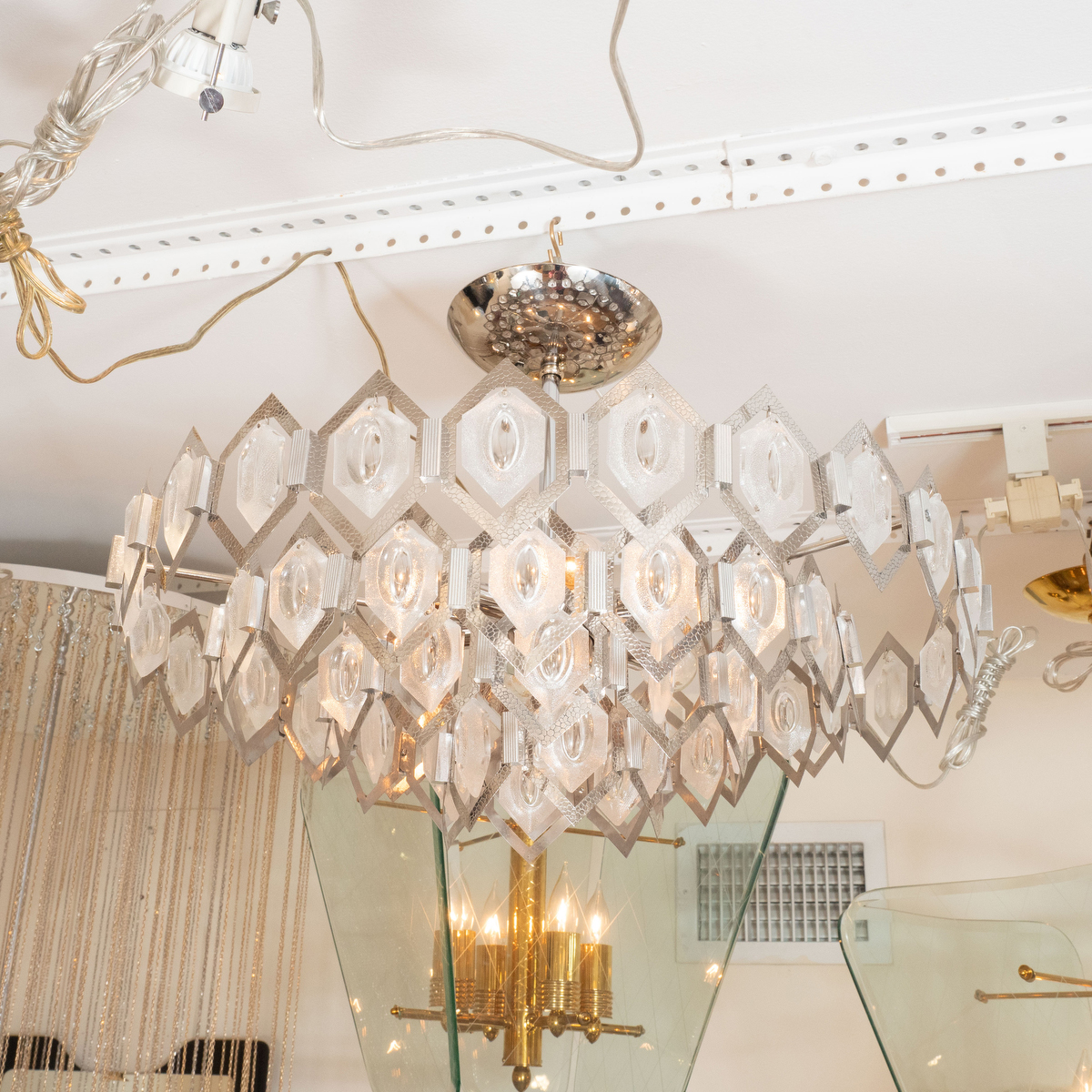 Ceiling fixture composed of diamond shape elements | Chandeliers ...