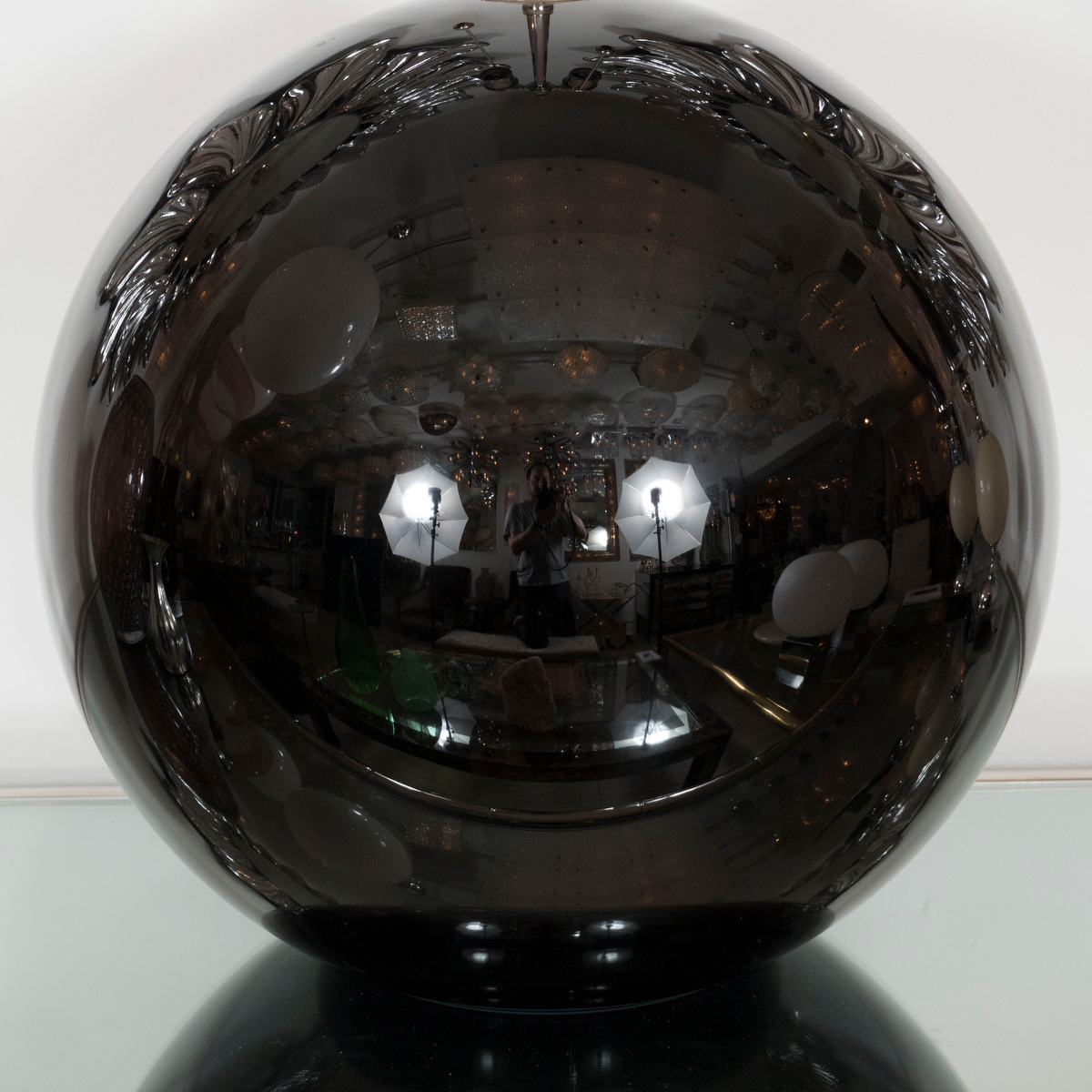 Pair of monumental spherical black glass table lamps | Table Lamps ...