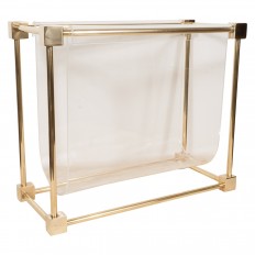 Unusual brass and lucite magazine rack
