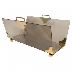 Brass and smoked glass magazine rack