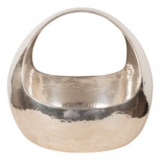 Repoussed silver plated handled bowl/basket