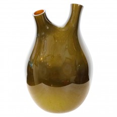 Greige gourd form glass vase