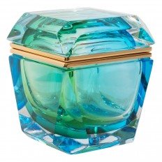 Small faceted square Murano glass box