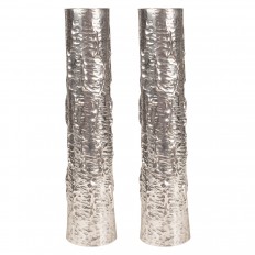 Pair of nickel plated repouse vases