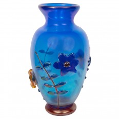 Iridescent blue Murano glass vase