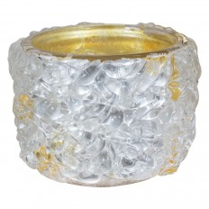 Silver and gold leafed Murano glass bowl