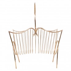 Curvilinear brass wire form magazine rack