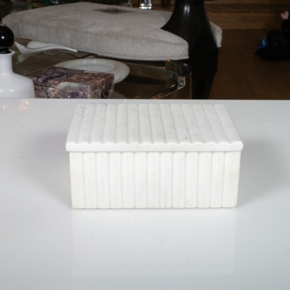 Rectangular white marble stone box | Boxes | John Salibello