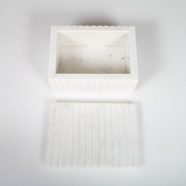 Rectangular white marble stone box | Boxes | John Salibello