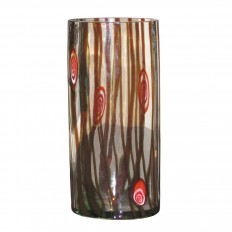 Clear Murano glass vase with brown striped patterning by Salviati