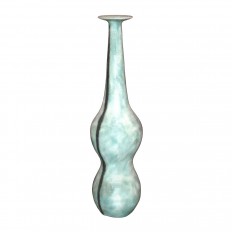 Tall celadon and charcoal colored pottery vase by Guido Gambone