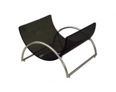 Chrome and smoked glass demilune magazine rack