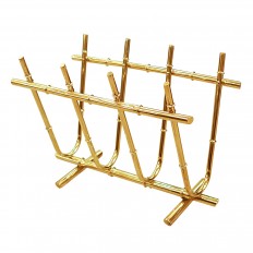 Brass faux bamboo magazine rack