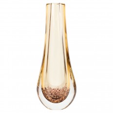 Teardrop form amber glass vase