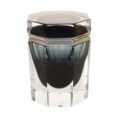 Tall octagonal clear Murano glass box 