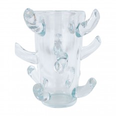 Monumental clear glass vase with branch details
