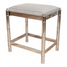 Petite nickel bench with upholstered seat