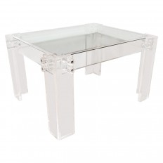 Pair of Lucite and glass end tables