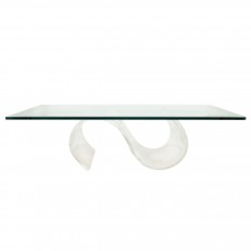 Undulating lucite base coffee table