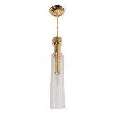 Brass pendant fixture with cylindrical glass shade