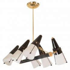 Linear brass and black enameled fixture