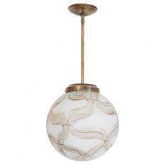 Brass pendant with frosted white glass shade