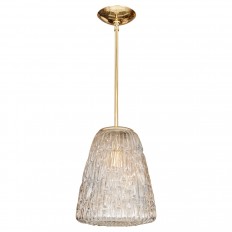 Brass pendant with textured glass shade