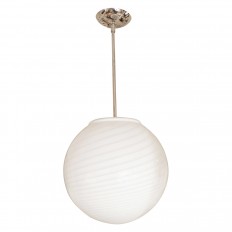 Nickel pendant with opaque striped spherical shade