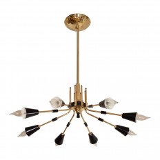 Brass spoke arm ceiling fixture