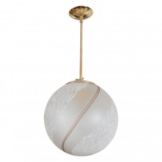 Brass pendant with striped frosted shade