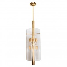Polished brass pendant fixture with glass shade
