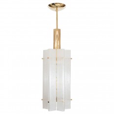Brass pendant fixture with fluted glass tube elements