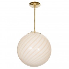 Spherical opaque striped pendant ceiling fixture