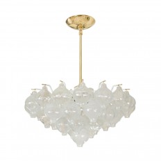 Layered, frosted glass bulb element chandelier