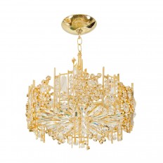 Brass clustered crystal element chandelier