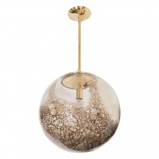 Brass pendant fixture with clear spherical shade