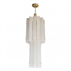Brass pendant chandelier with frosted glass shades