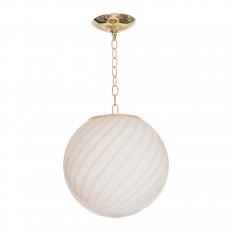 Spherical opaque ivory glass pendant