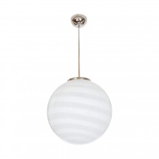 Satin glass spherical fixture with lattimo swirl