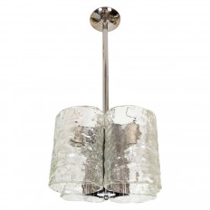 Nickel pendant fixture featuring cylindrical shades
