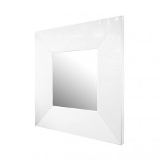 Square Opaque White Glass Surround Mirror
