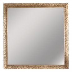 Square mirror with metal repousse surround 
