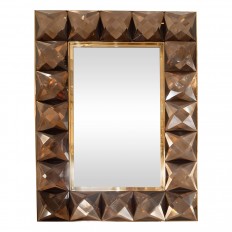 Rectangular mirror with amber glass surround