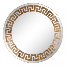 Circular mirror with Greek key motif 