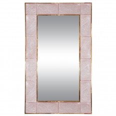 Pink textured glass surround mirror