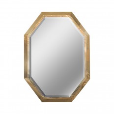 Beveled mirror with octagonal brass surround