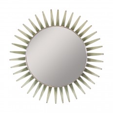 Circular mirror with green glass petal form surround